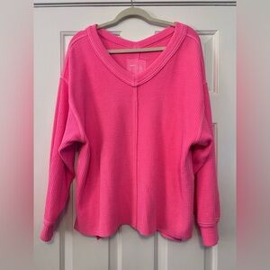 Aerie Hot Pink V-Neck Sweatshirt